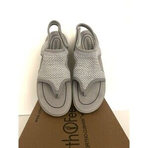 OrthoFeet Gray Sandals Women's Sz 7.5B Lyra Light Grey Ortho-Cushion Open Toe